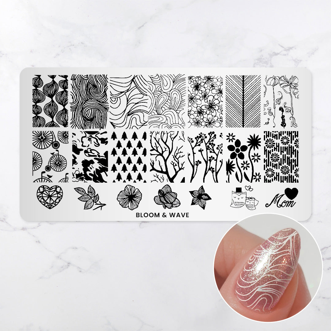 Bloom and Wave - Pattern Press Template